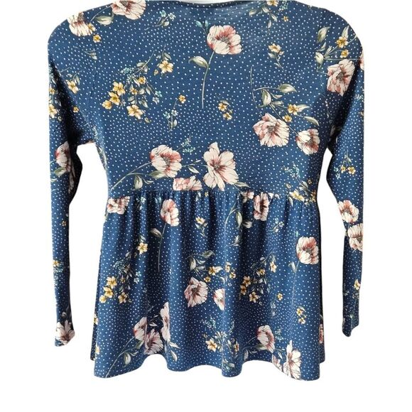 TORRID Women's Multi- Color Blue Floral Lace Poka- dot Babydoll Top Size 10 - Picture 6 of 12